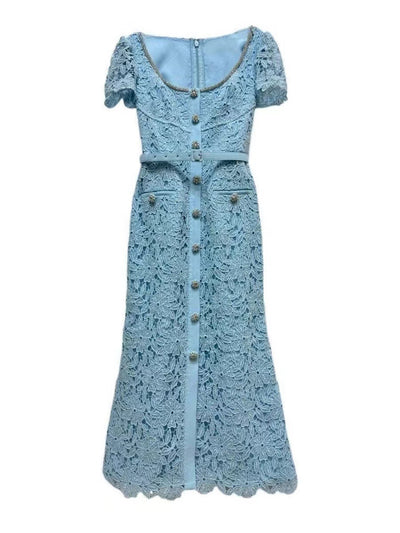 Vestido con Falda de Encaje y Borde Tipo Cola de Pez - Image 9
