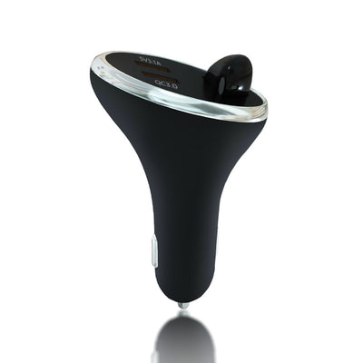 Cargador de Auto Multifunción Dual USB QC3.0 con Encendedor y Auriculares Inalámbricos - Image 12