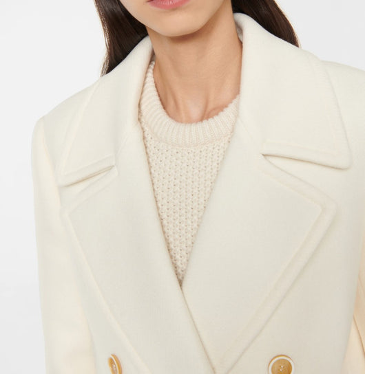 Abrigo Elegante Doble Botonadura Blanco Largo para Mujer - Image 8