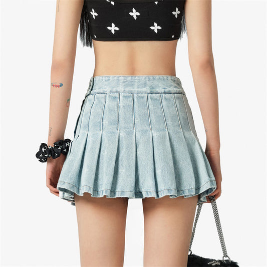 Falda Plisada Denim Vintage Desgastado - Image 2