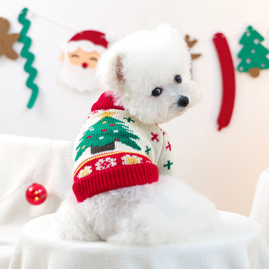 Suéter Navideño para Perros Árbol Verde Estilo Casual