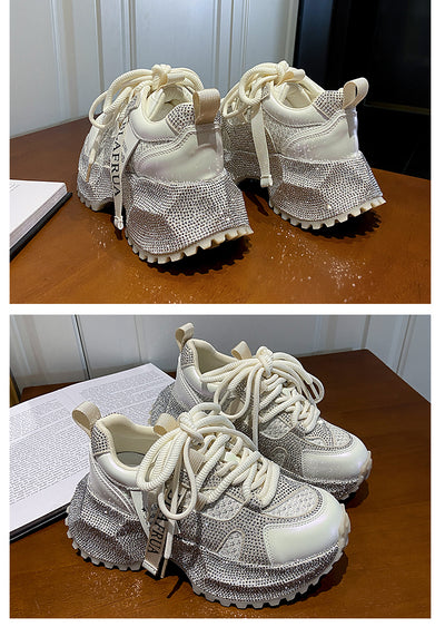 Tenis Deportivos Brillantes con Lentejuelas, Diseño Plateado y Rojo con Cristales - Image 52