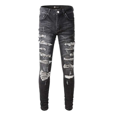 Pantalones Denim Slim Fit con Parches - Corte Moderno para Hombre - Image 4