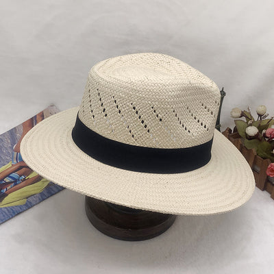 Sombrero Jazz de Paja con Cinta Rayada y Ala Plana - Image 22