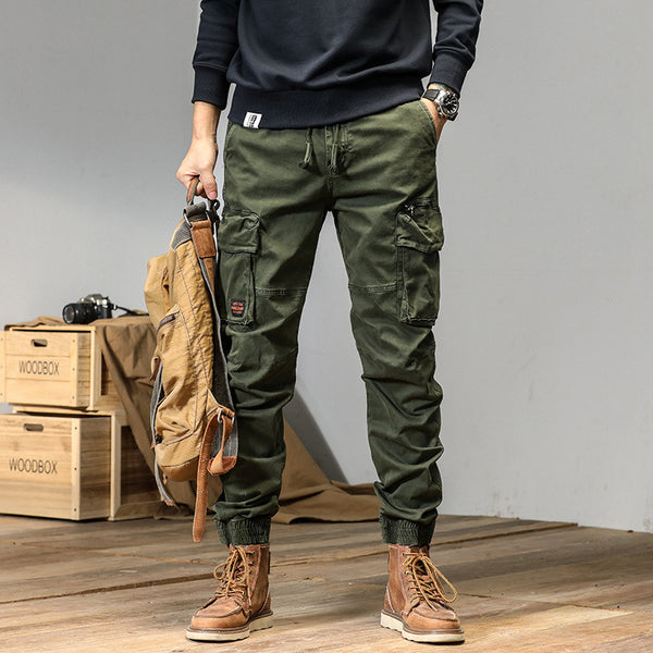 Pantalones Rectos Americanos con Múltiples Bolsillos y Detalles de Encaje
