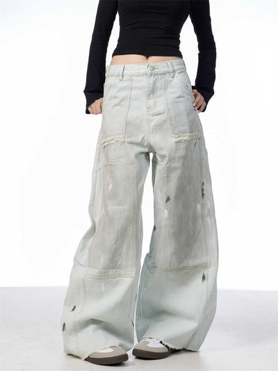 Pantalones Vaqueros Retro Sueltos Desgastados con Efecto Vintage - Image 4