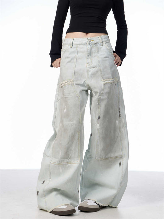 Pantalones Vaqueros Retro Sueltos Desgastados con Efecto Vintage - Image 4