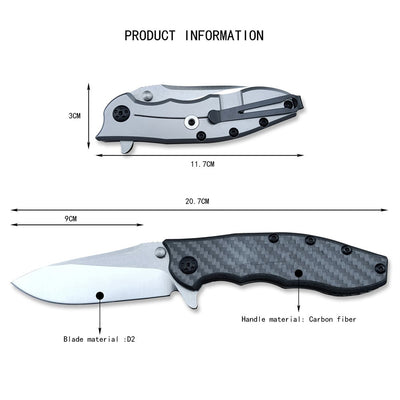 Cuchillo Plegable de Fibra de Carbono - Hoja Afilada y Resistente para Camping y Frutas - Image 8