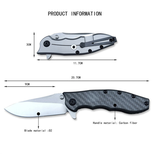 Cuchillo Plegable de Fibra de Carbono - Hoja Afilada y Resistente para Camping y Frutas - Image 8