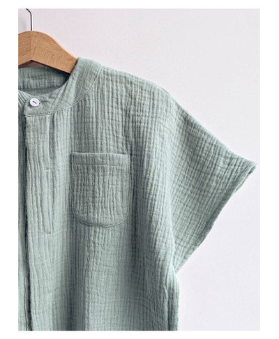 Camisa de Gasa Doble Capa para Niño - Top Casual de Manga Corta - Image 24