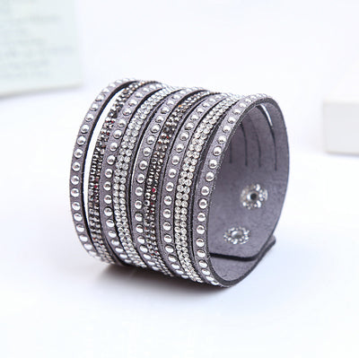 Pulsera de Cuero Flanela con Diamantes Brillantes - Image 3