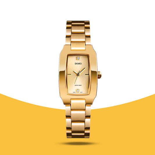 Reloj Elegante para Mujer con Diamantes y Correa de Acero Dorado