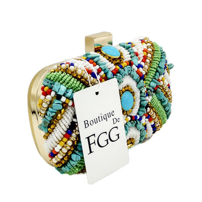 Bolso de Mano con Marco de Aluminio y Cadena de Cuentas - Image 9