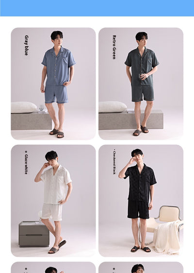 Pijama Hombre Ice Silk Primavera Verano Transpirable y Ligero - Image 11