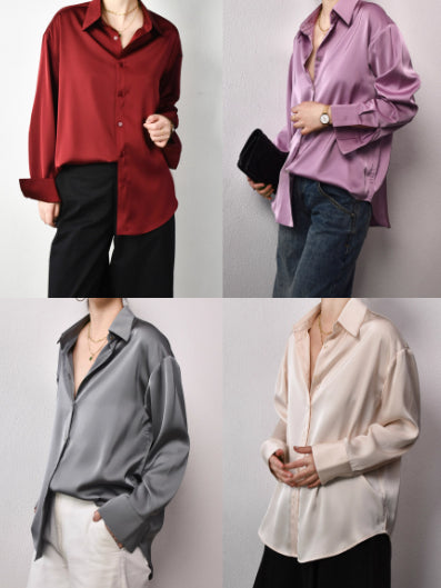 Camisa Oversize Suelta con Hombros Caídos de Lujo y Caída Elegante - Image 8