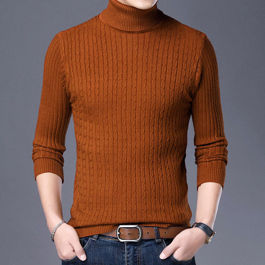 Suéter Cuello Alto Trenzado Hombre - Diseño Liso y Versátil - Image 10