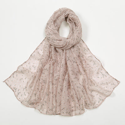 Pañuelo Artístico Floral de Algodón Poliéster para Mujer - Image 3