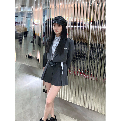 Blazer Corto Gris Oscuro para Mujer Primavera - Image 6