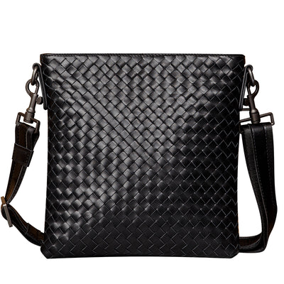 Bolso Tejido de Cuero para Hombre - Diseño Vertical Moderno - Image 5
