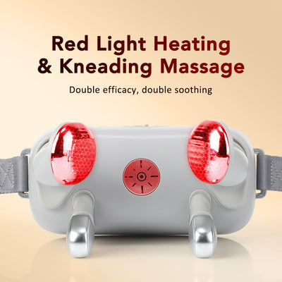 White and grey 3D smart neck massager with remote control, USB cable, and user manual, shown with its packaging. - Image 3