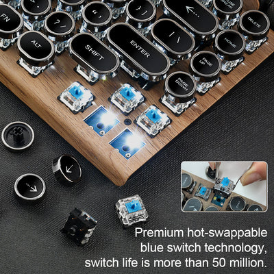 Teclado Mecánico Bluetooth Retro Punk con Diseño de Máquina de Escribir - Image 14