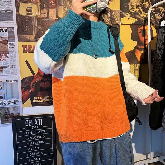 Suéter Retro Japonés de Color Sólido Estilo Coreano para Hombre - Image 11