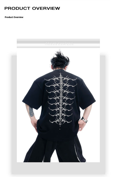 Playera Manga Corta Hombre con Diseño de Espina Dorsal y Remaches - Image 10