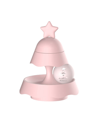 Pink three-layer mini Christmas tree toy with a star topper and two clear spheres containing star and wave designs. - Image 26