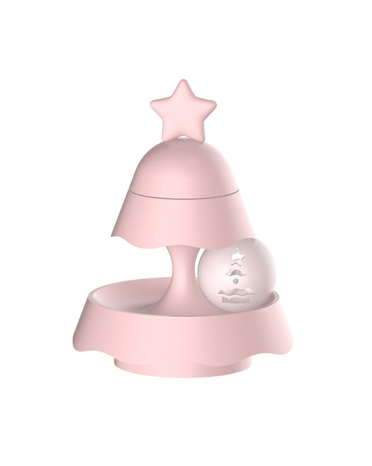 Pink three-layer mini Christmas tree toy with a star topper and two clear spheres containing star and wave designs. - Image 26