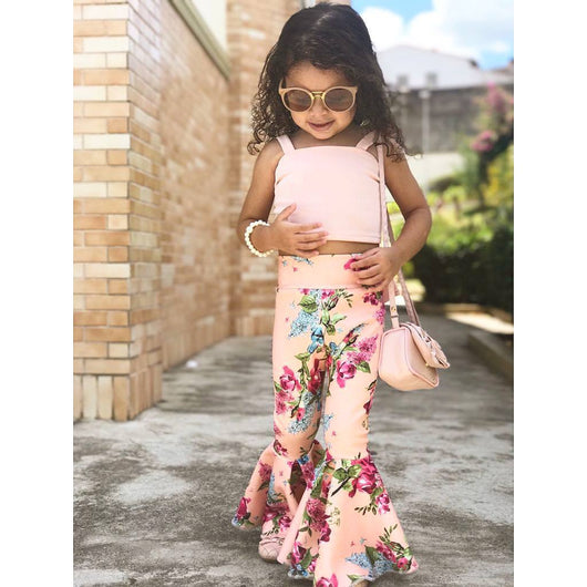 Conjunto de Dos Piezas: Blusa Estampada y Pantalón Acampanado para Niñas - Image 3