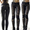Pantalones Skinny de Cuero Punk Rock con Correas