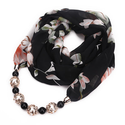 Collar Pañuelo de Chifón con Dije de Aleación Estampado - Image 8