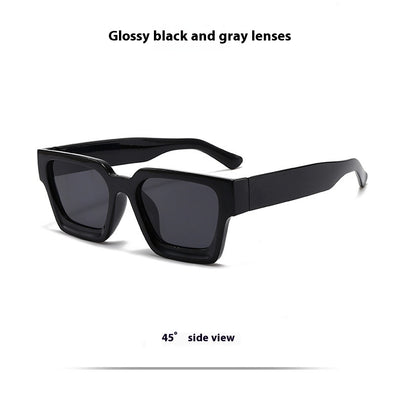 Olive green rectangular sunglasses with dark gray lenses, featuring a thick, modern frame design. - Image 13