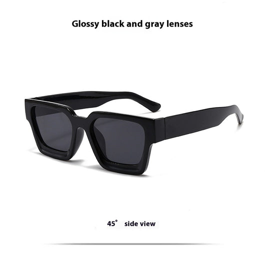 Olive green rectangular sunglasses with dark gray lenses, featuring a thick, modern frame design. - Image 13
