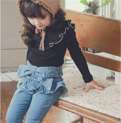 Falda Pantalón Denim con Moño para Niña - Estilo Dulce y Cómodo - Image 5