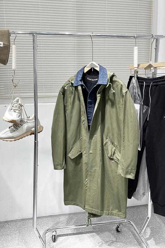 Men's Mid-Length Two-Piece Faux Trench Coat