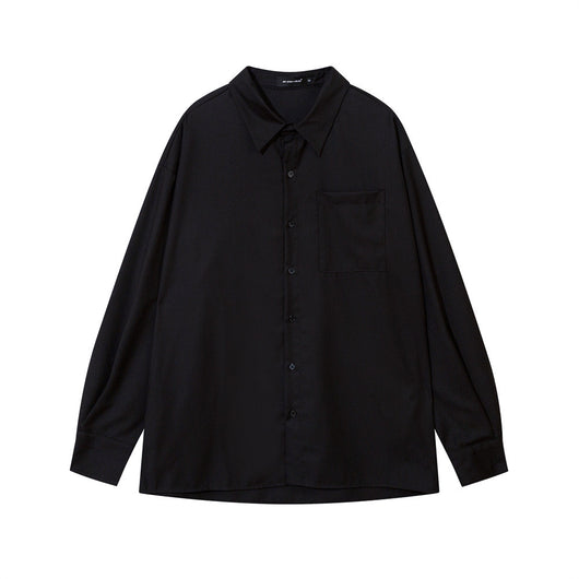 Camisa Manga Larga Suelta para Hombre - Colores Sólidos Otoño - Image 4