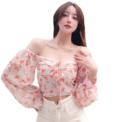 Blusa Floral Elegante de Un Hombro en Chifón - Image 5