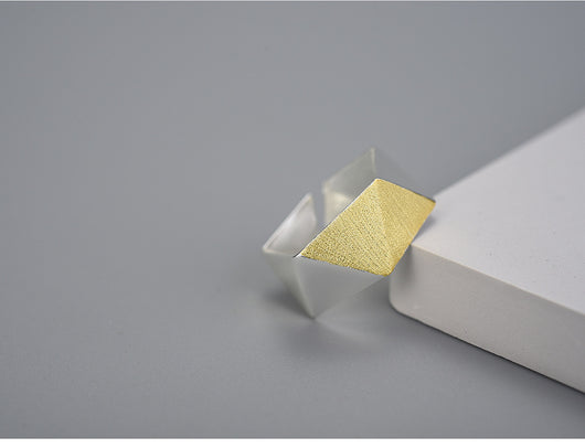Anillo Ajustable de Plata S925 con Diseño Geométrico Facetado para Mujer - Image 13