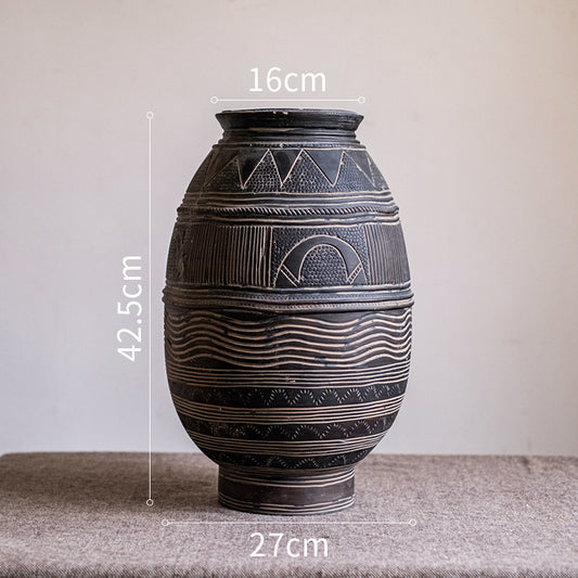 Maceta Decorativa Étnica de Cemento - Diseño Africano Artesanal - Image 2