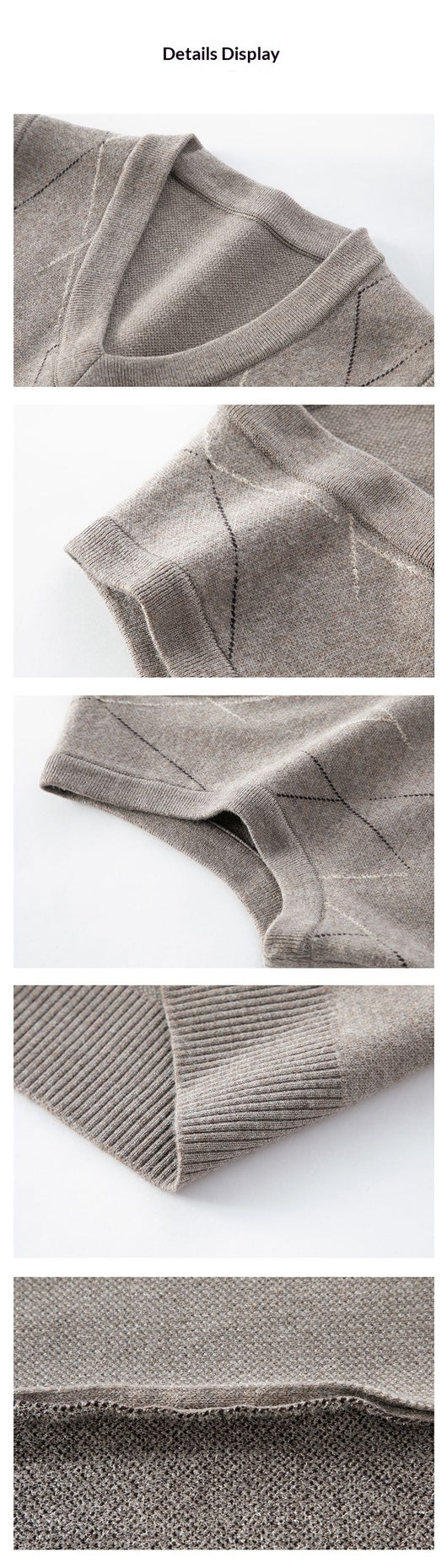 Chaleco Tejido Grueso para Hombre con Cuello V y Patrón Rombos - Image 14