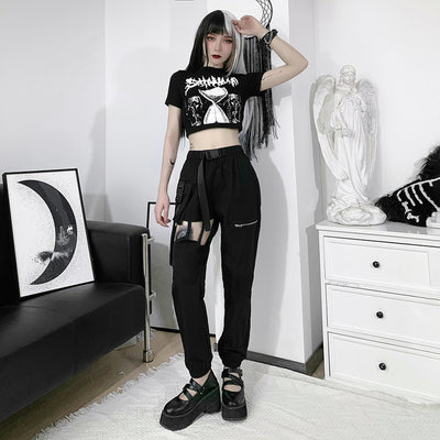 Overol Deshilachado con Cutouts para Mujer - Estilo Europeo y Americano