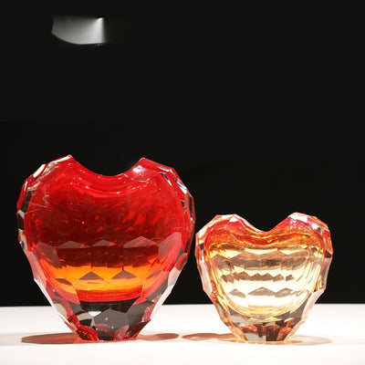 Jarrón de Cristal en Forma de Corazón con Degradado Rojo - Adorno de Lujo - Image 12