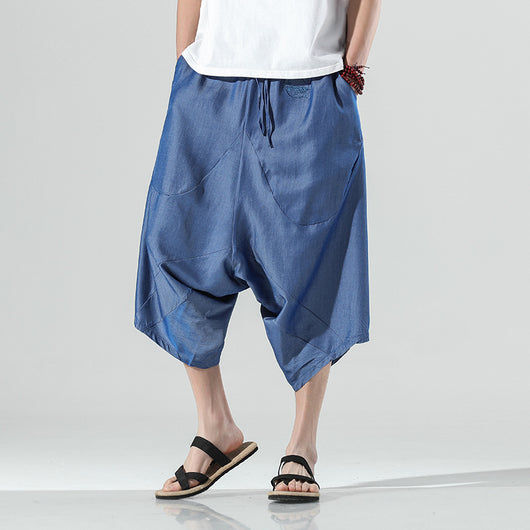 Pantalones Anchos Estilo Chino de Seda Hielo para Hombre - Talla Grande Holgada - Image 13