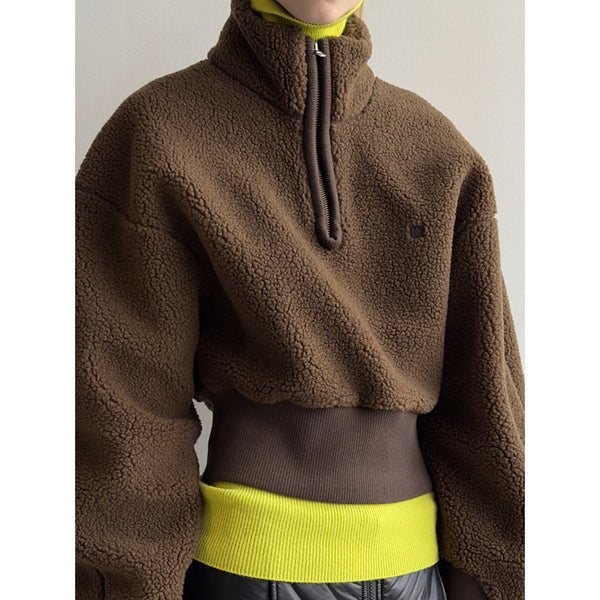 Sudadera Casual con Cuello Alto y Cierre Parcial