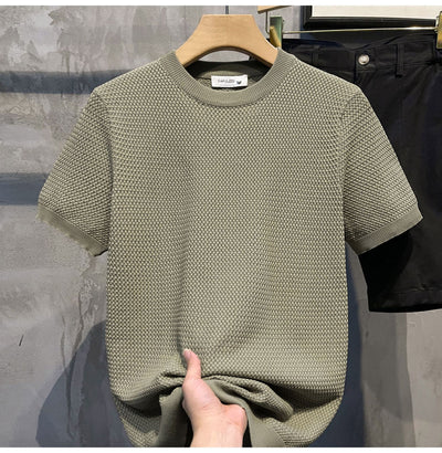 Camisa Slim Fit Textura Tejida de Manga Corta para Hombre - Image 14