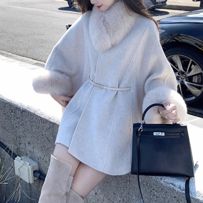 Abrigo de Lana Elegante Estilo Coreano Manga Larga Ajustado Retro - Image 7