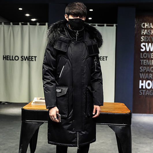 Parka Impermeable para Hombre con Cuello de Pluma de Ganso