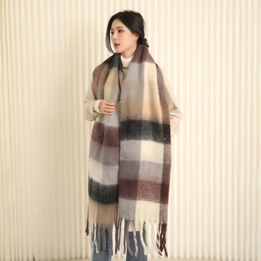 Bufanda Mohair Cálida de Cuadros Versátil - Estilo Europeo - Image 11