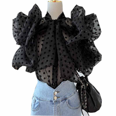 Blusa Suelta de Lunares para Mujer - Cardigan Chiffon Estilo Coreano Verano - Image 5